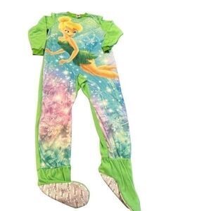 Disney Fairies Tinkerbell Footed Blanket Sleeper Pajamas Pjs Green Large